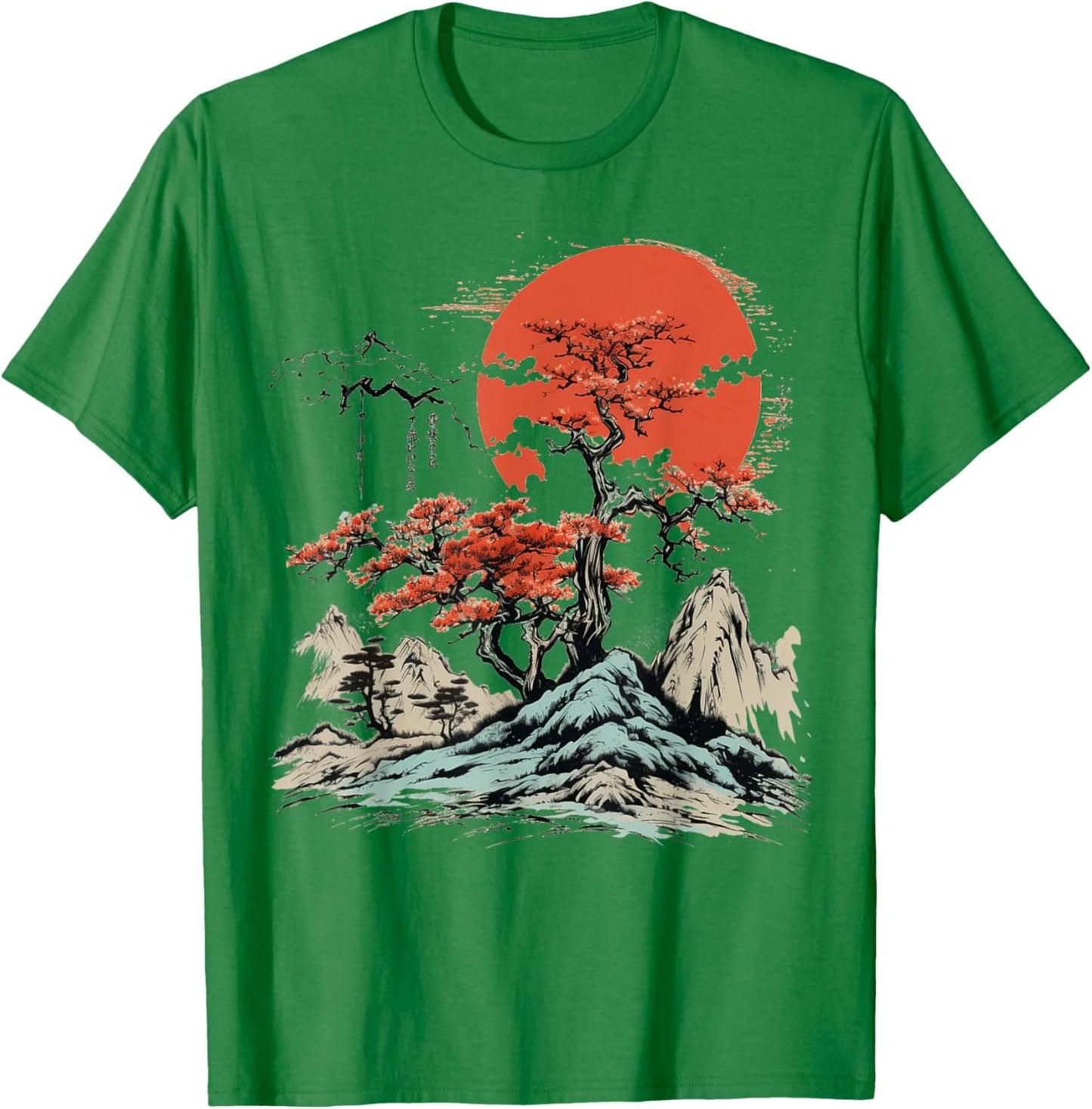 Asian Landscape Scenery Graphic Men Women Boys Girls T-Shirt - T-Shirt | Irish Green