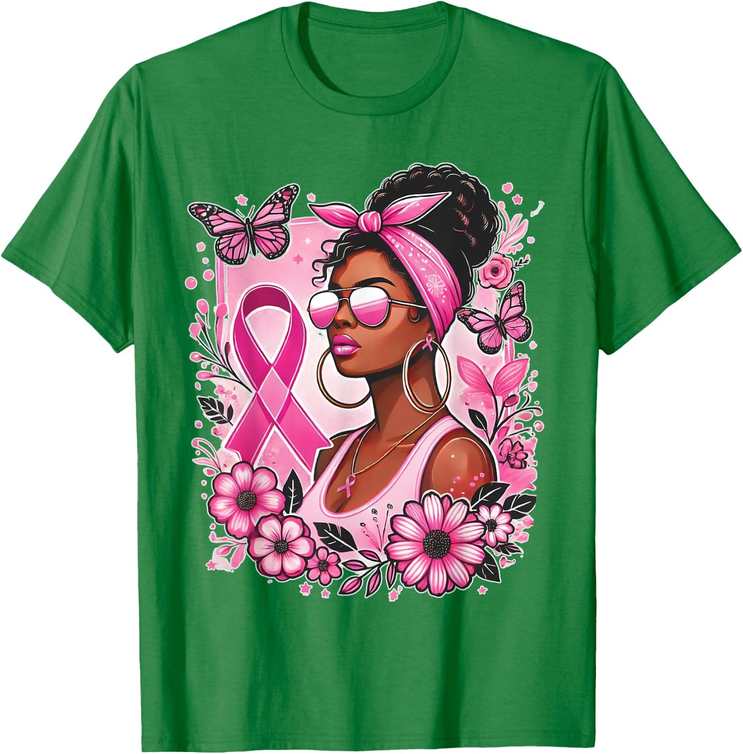 Breast cancer awareness African American support Wear Pink T-Shirt - T-Shirt | Irish Green