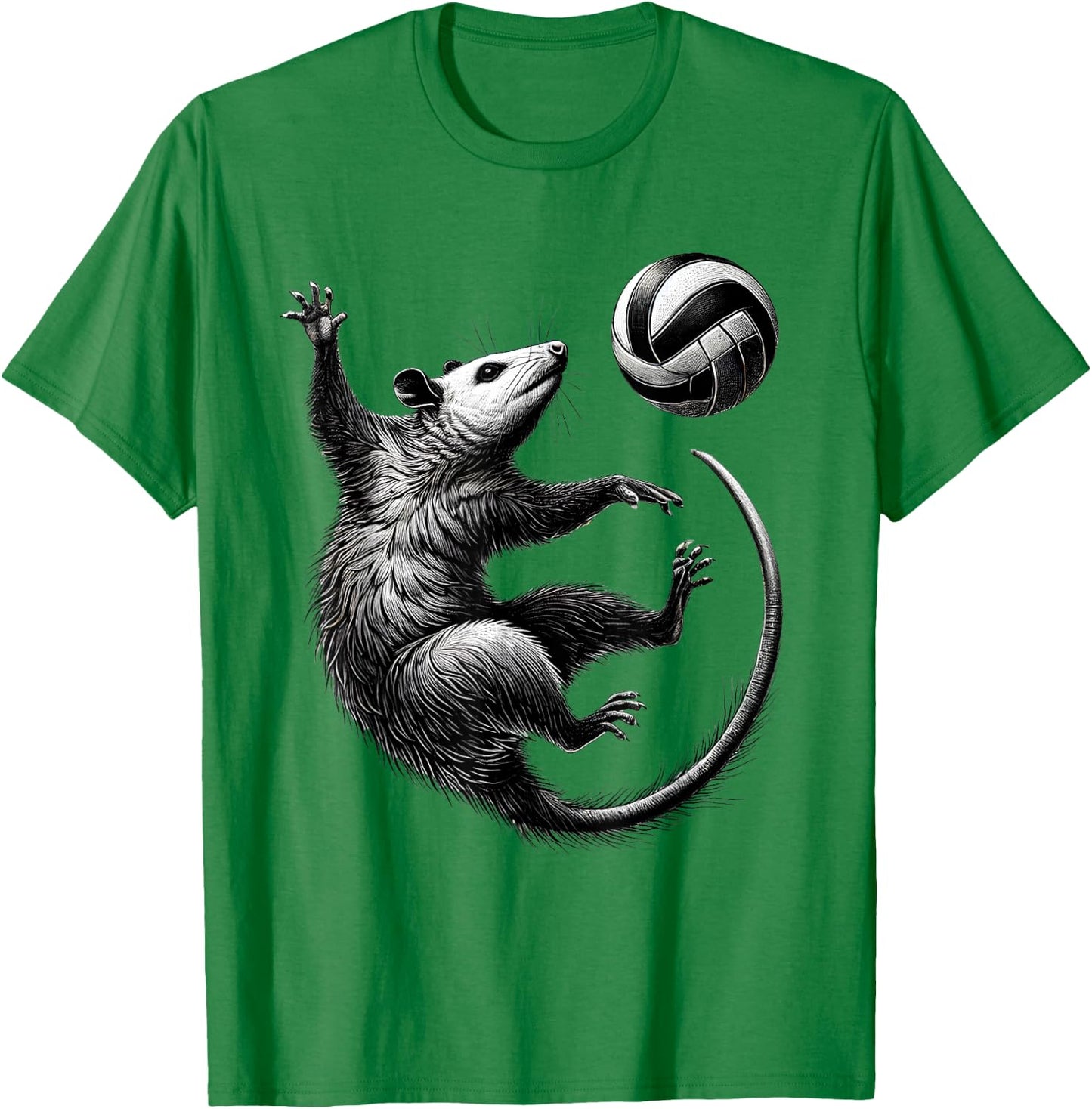 Vintage Possum Playing Volleyball Opossum Volleyball Player T-Shirt - T-Shirt | Irish Green