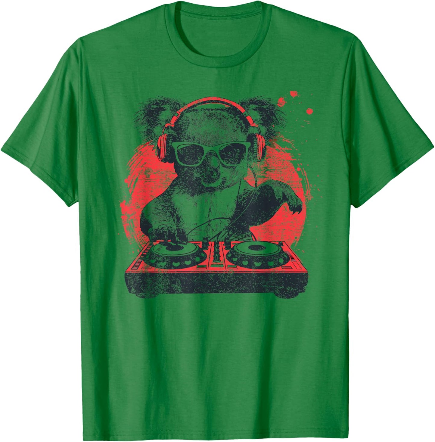Funny Retro Cool House DJ Koala Animal Disco Headphone Tech T-Shirt - T-Shirt | Irish Green