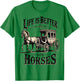 Life is Better with Horses Vintage Carriage Horse Trainers T-Shirt - T-Shirt | Irish Green