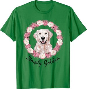 White English Cream Golden Retriever Cute 'Simply Golden' T-Shirt - T-Shirt | Irish Green