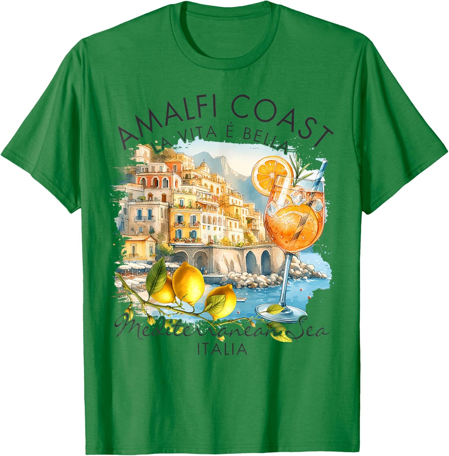 Amalfi Coast Italy Travel Trip Vacation Sea T-Shirt - T-Shirt | Irish Green