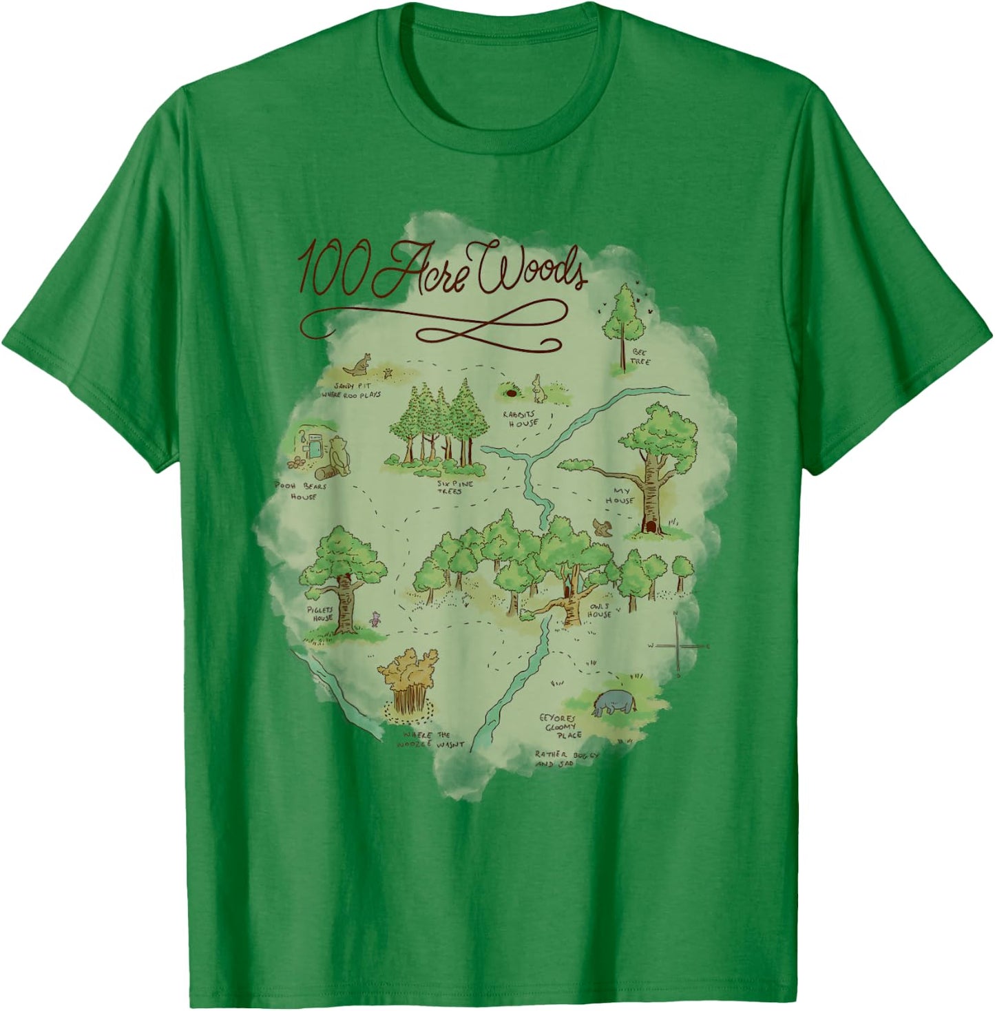 Disney Winnie The Pooh 100 Acre Woods Map T-Shirt - T-Shirt | Irish Green