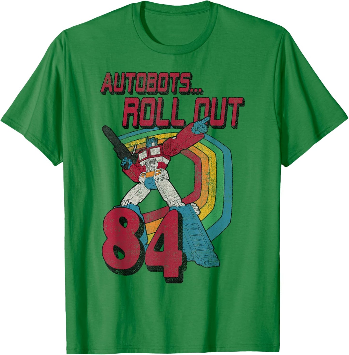 Transformers Autobots Retro Roll Out 84 Rainbow Stripe T-Shirt - T-Shirt | Irish Green
