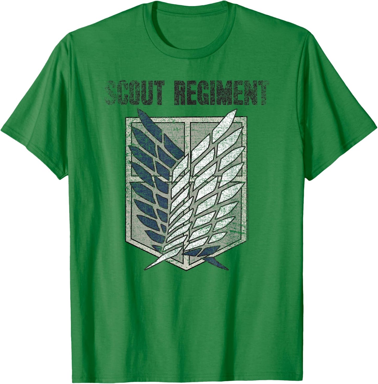 Ripple Junction Attack on Titan Distressed Survey Corps Emblem AOT Anime -Adults T-Shirt - T-Shirt | Irish Green
