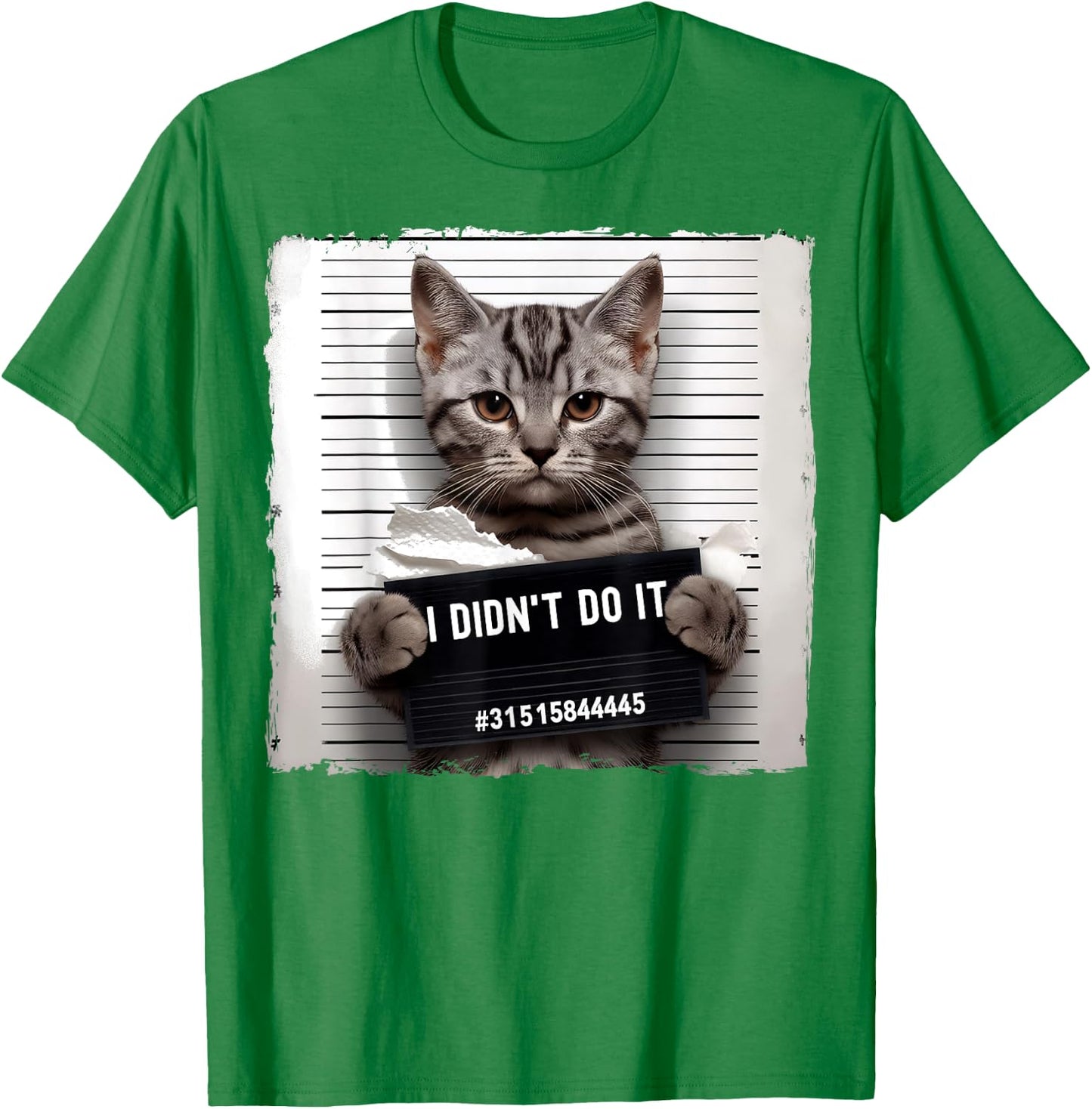 Funny Cat Meme Police Lineup I Didn't Do It Angry Kitten Men Women Kids T-Shirt - T-Shirt | Irish Green