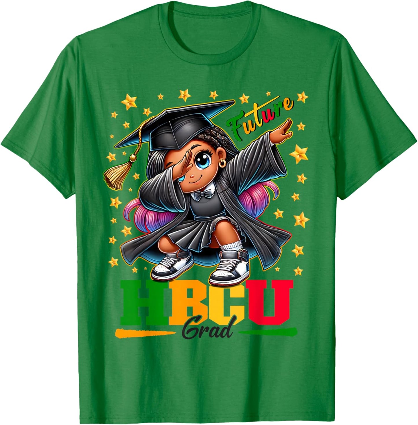 Future HBCU Grad Dabbing Girl Graduation for Girls Kids T-Shirt - T-Shirt | Irish Green