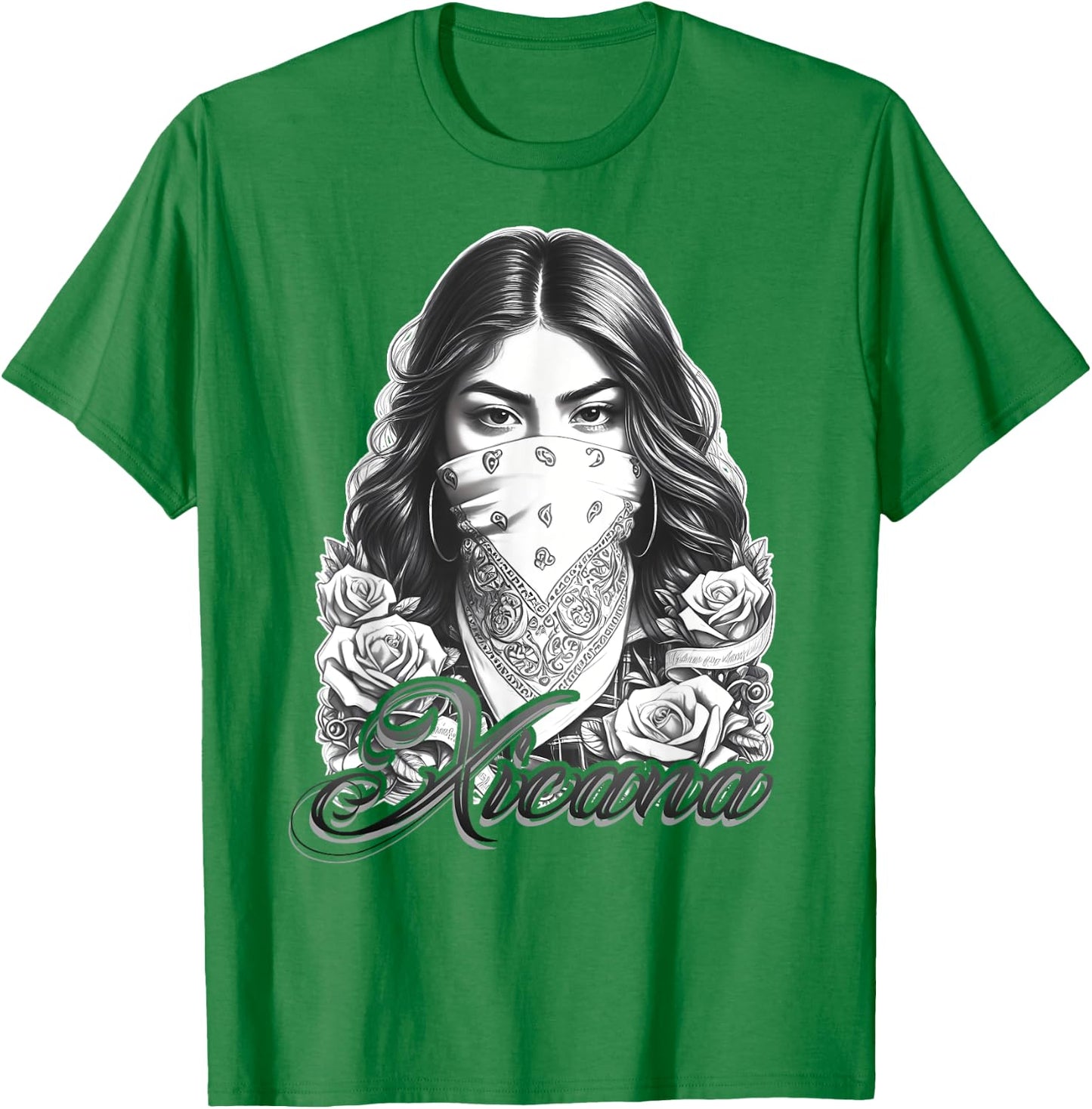XICANA Chicana Shirt Tattoo Chicano Art Cholo T-Shirt - T-Shirt | Irish Green