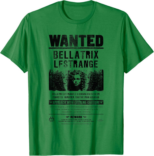 Harry Potter Bellatrix Lestrange Wanted Poster T-Shirt - T-Shirt | Irish Green