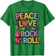 Peace, Love, and Rock 'n' Roll Retro Music-Inspired Graphi T-Shirt - T-Shirt | Irish Green