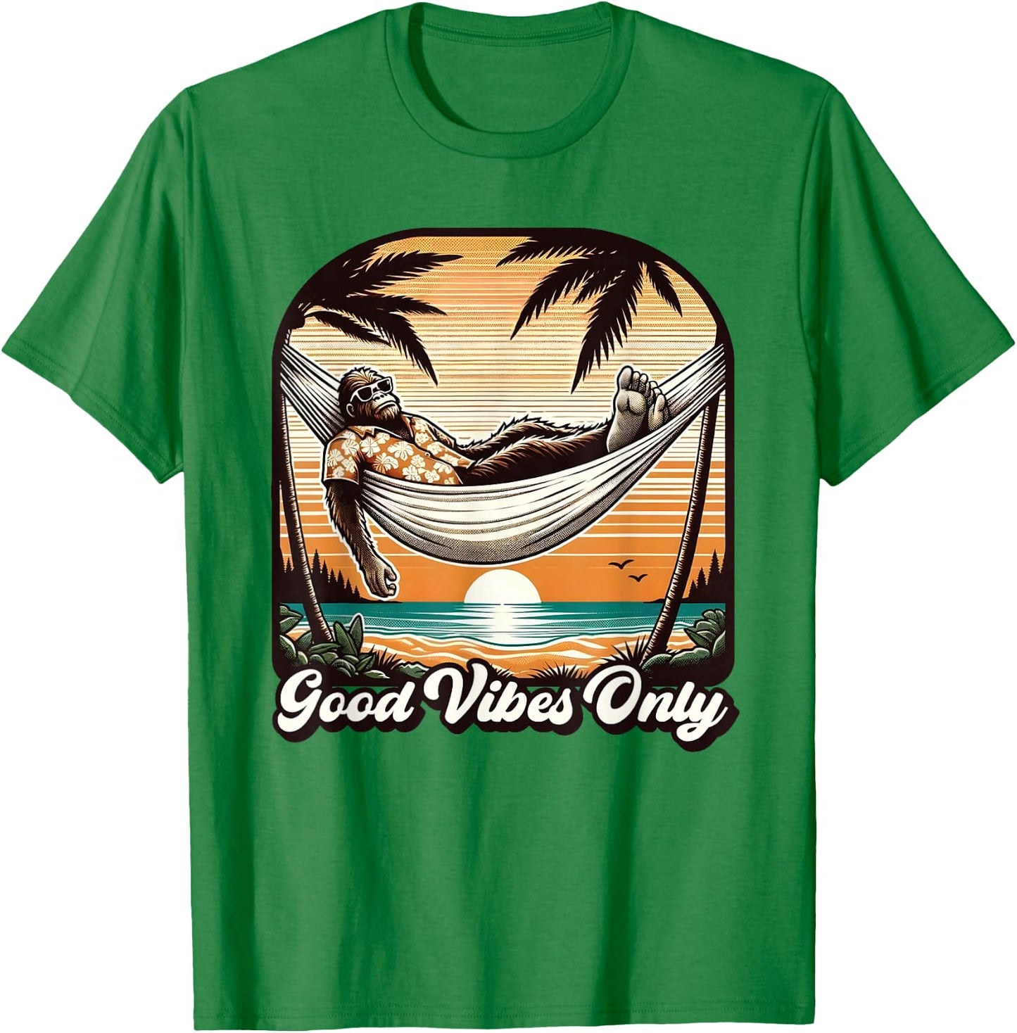 Funny Bigfoot Sasquatch Hawaiian Retro Beach Vacation Men T-Shirt - T-Shirt | Irish Green