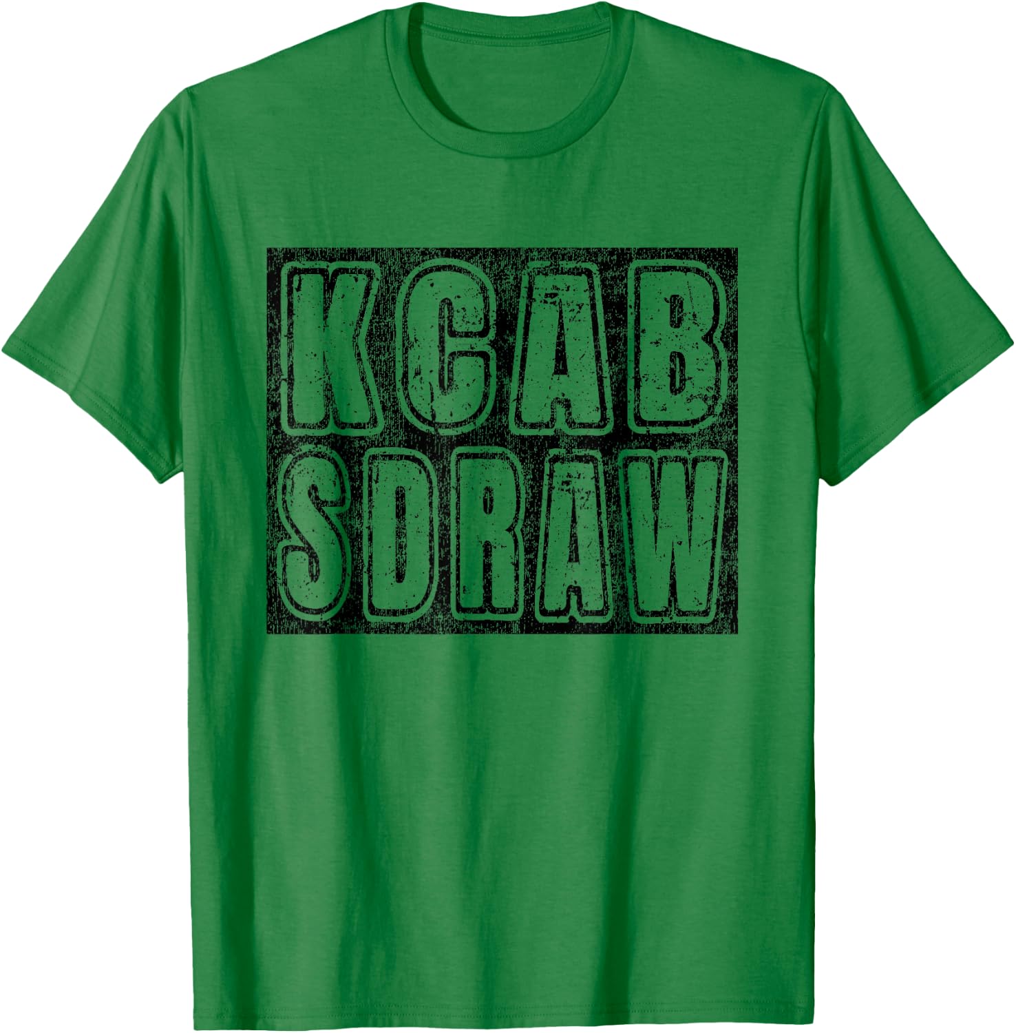 Backward Day - Vintage Box Graphic Wordart Backwards T-Shirt - T-Shirt | Irish Green