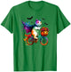 Funny & Spooky Halloween Cat Riding a Bike | Cute Pumpkin Men Women T-Shirt - T-Shirt | Irish Green