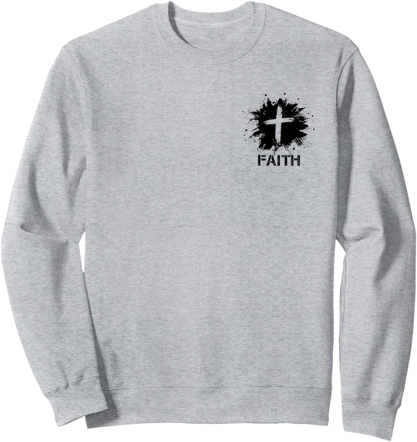 Faith Grunge Small Cross Christian Minimalist Religious Sweatshirt - Sweatshirt | Ash