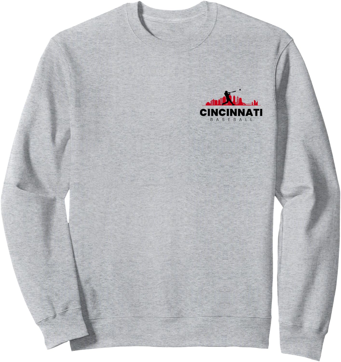 Cincinnati Baseball Minimalist City Skyline Baseball Lover Sweatshirt - Sweatshirt | Ash