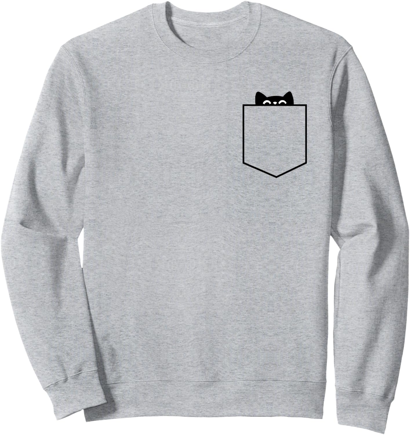MInimalist Cat In Pocket, Funny Cat In Pocket, Cat Sweatshirt - Sweatshirt | Ash