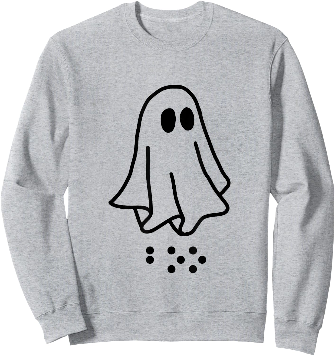 Simulated Braille Halloween Clothing Adult and Youth Ghost Sweatshirt - Sweatshirt | Ash