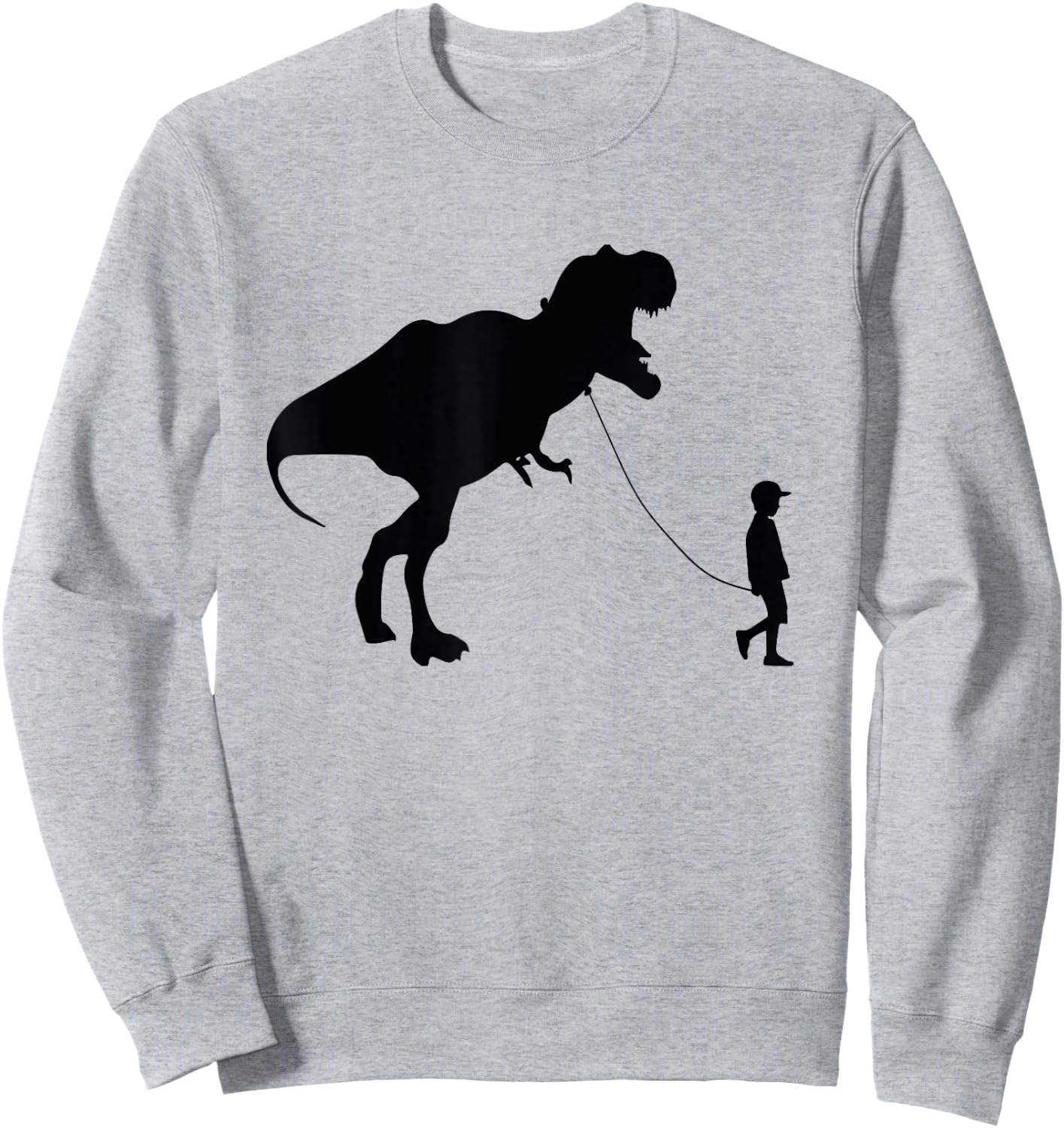 Funny TRex Pet Dinosaur little Boy Walking TREX on a Leash Sweatshirt - Sweatshirt | Ash