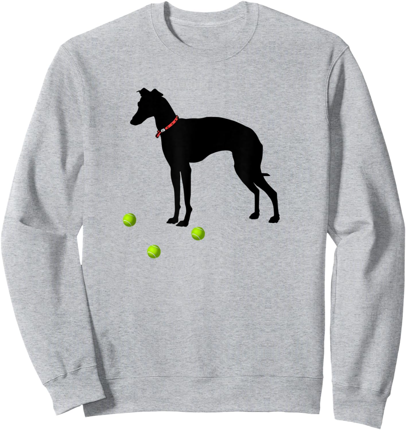 Italian Greyhound Dog Plays Fetch Yellow Tennis Balls Gift Men Women Kids Sweatshirt - Sweatshirt | Ash