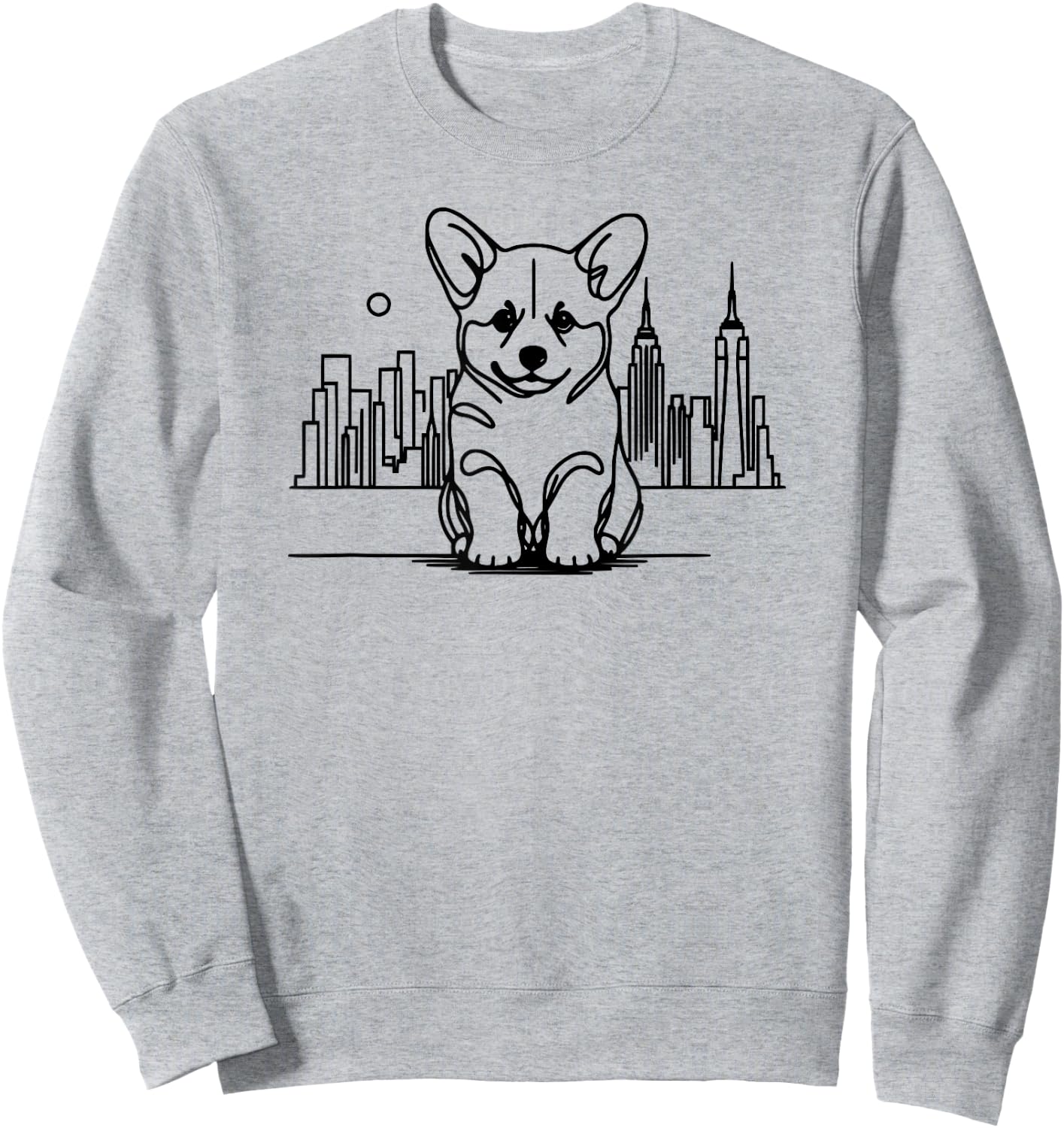 Welsh Corgi dog in New York City gifts, NYC skyline art Sweatshirt - Sweatshirt | Ash