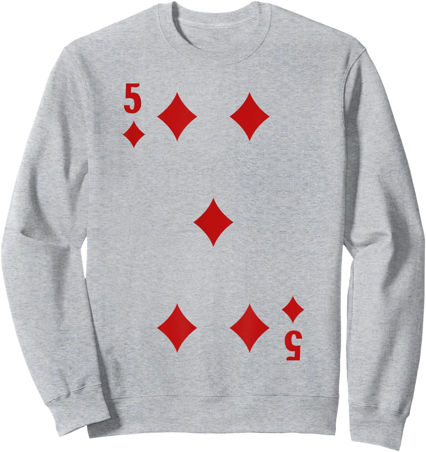 5 of Diamonds Playing Cards Halloween Costume Group Matching Sweatshirt - Sweatshirt | Ash