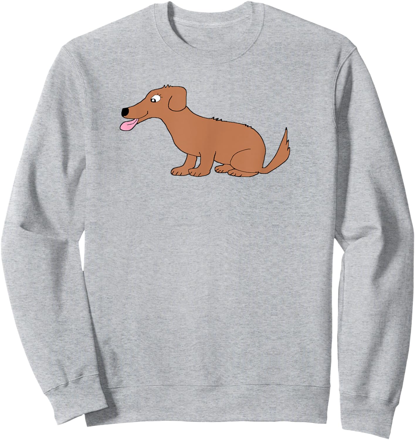 Cute Dog Smiling Simple Funny Cool Doggie Cartoon Sweatshirt - Sweatshirt | Ash