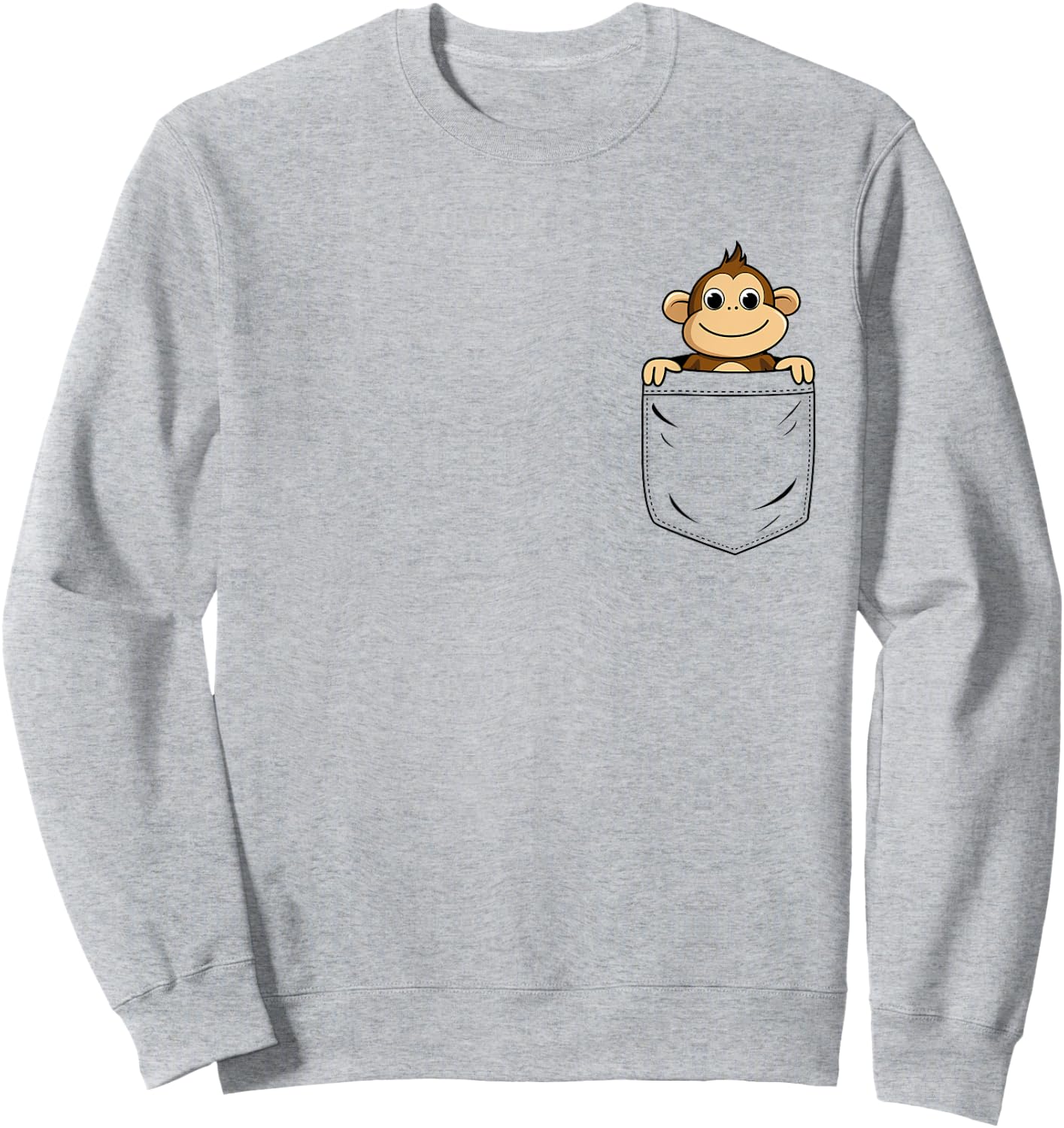 Monkey Lovers Cute Funny Monkey In Pocket Sweatshirt - Sweatshirt | Ash