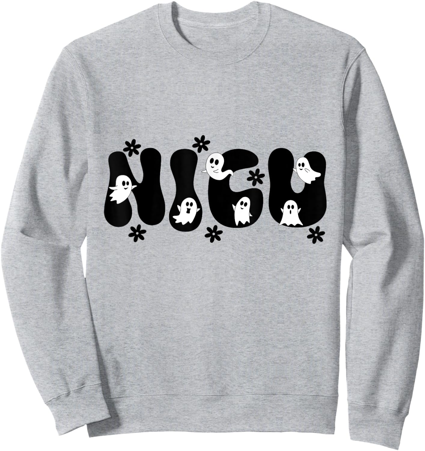 Groovy NICU Nurse Halloween Ghost Boo Boo Crew Night shift Sweatshirt - Sweatshirt | Ash