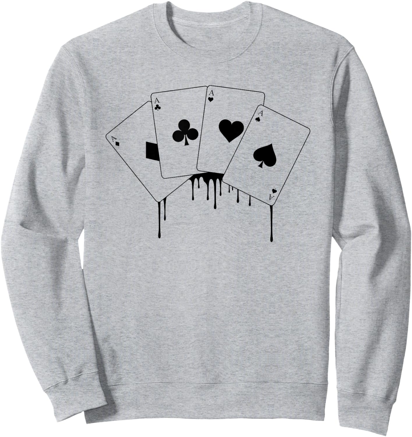 Vintage Hearts Spades Diamonds Clubs Graphic Casino Poker Sweatshirt - Sweatshirt | Ash