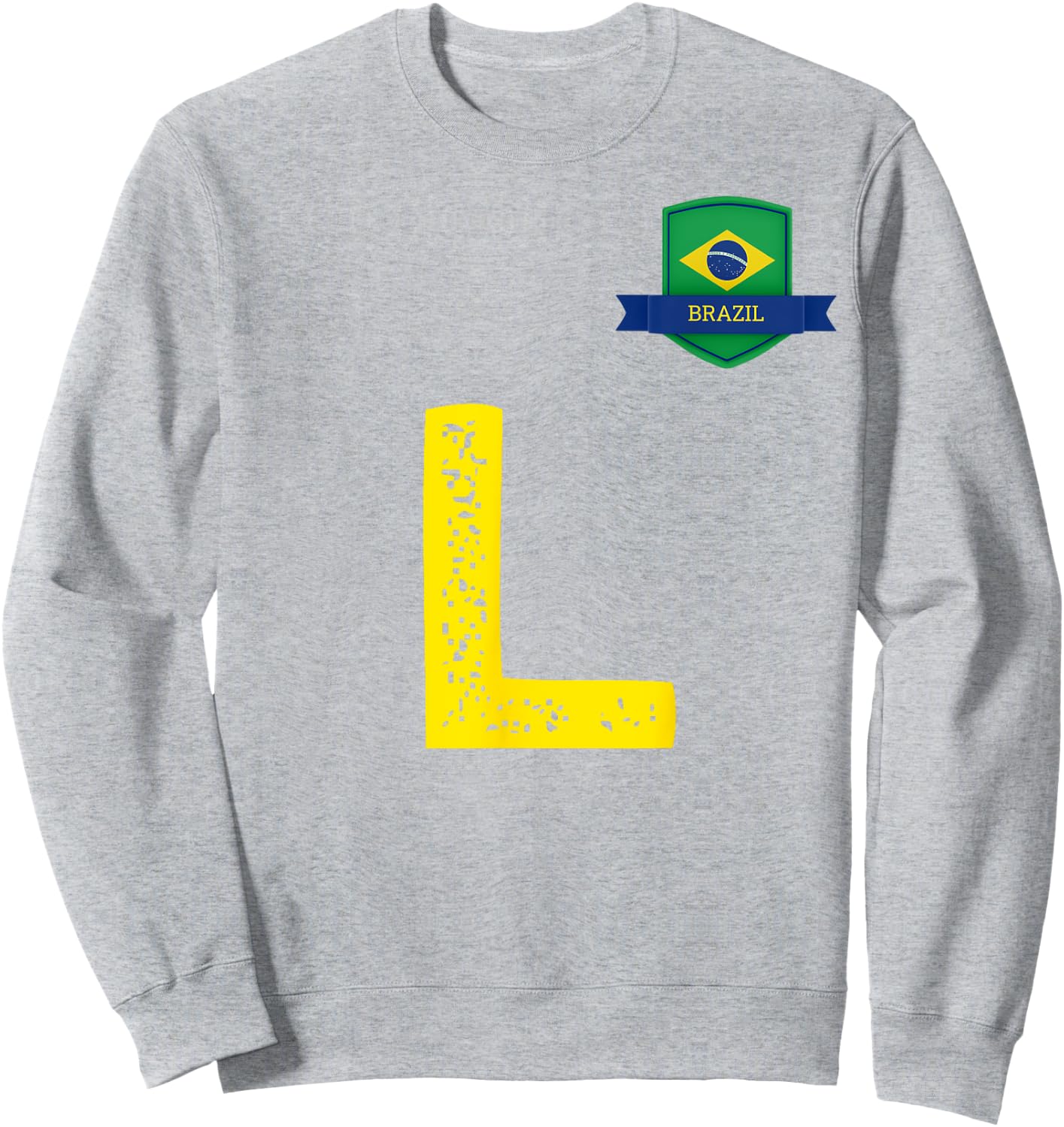 Brazil Human-Flag Letter L Brazil Sweatshirt - Sweatshirt | Ash
