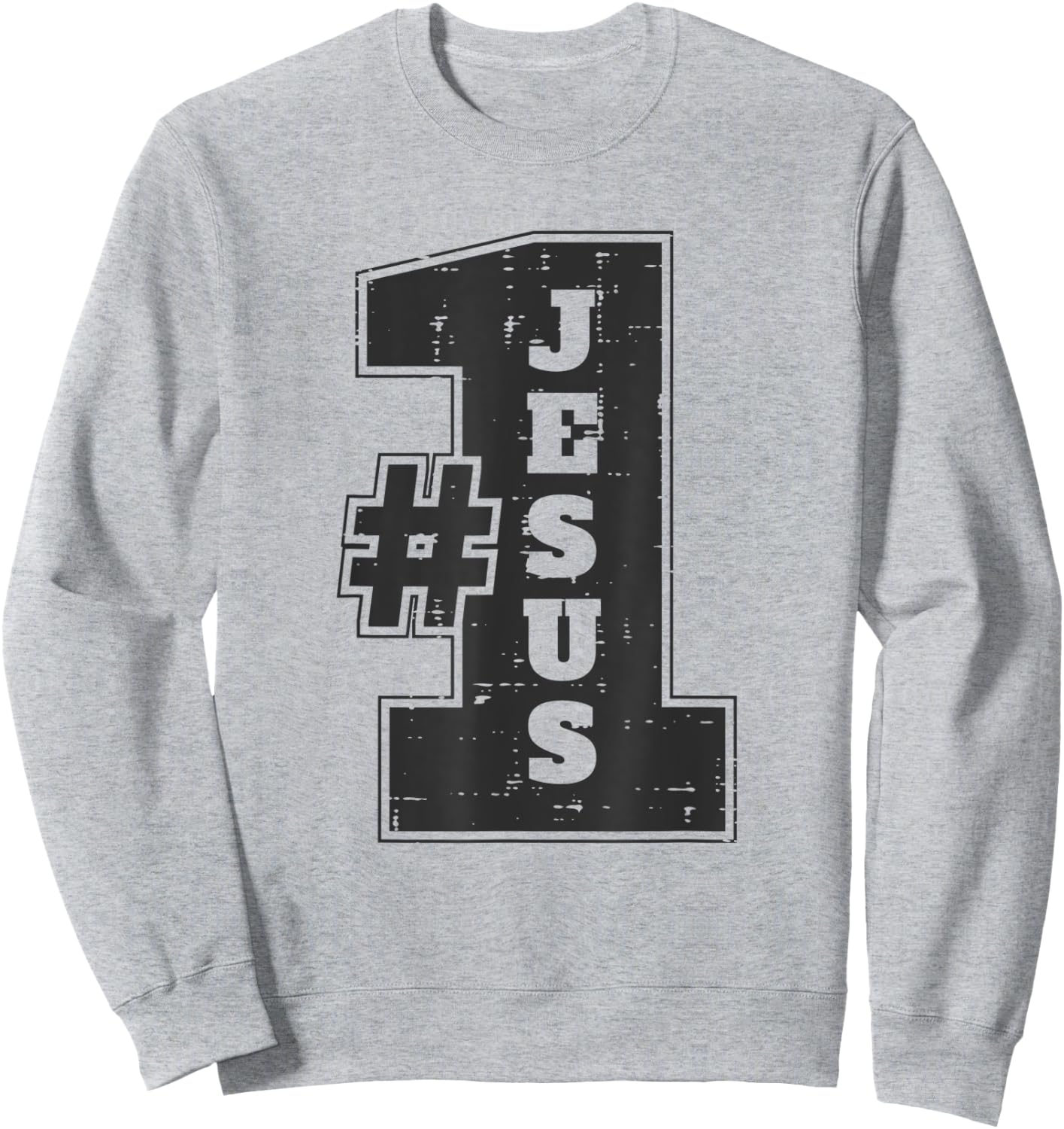 Jesus The Number One | Cool Christian Jesus Vintage Sweatshirt - Sweatshirt | Ash