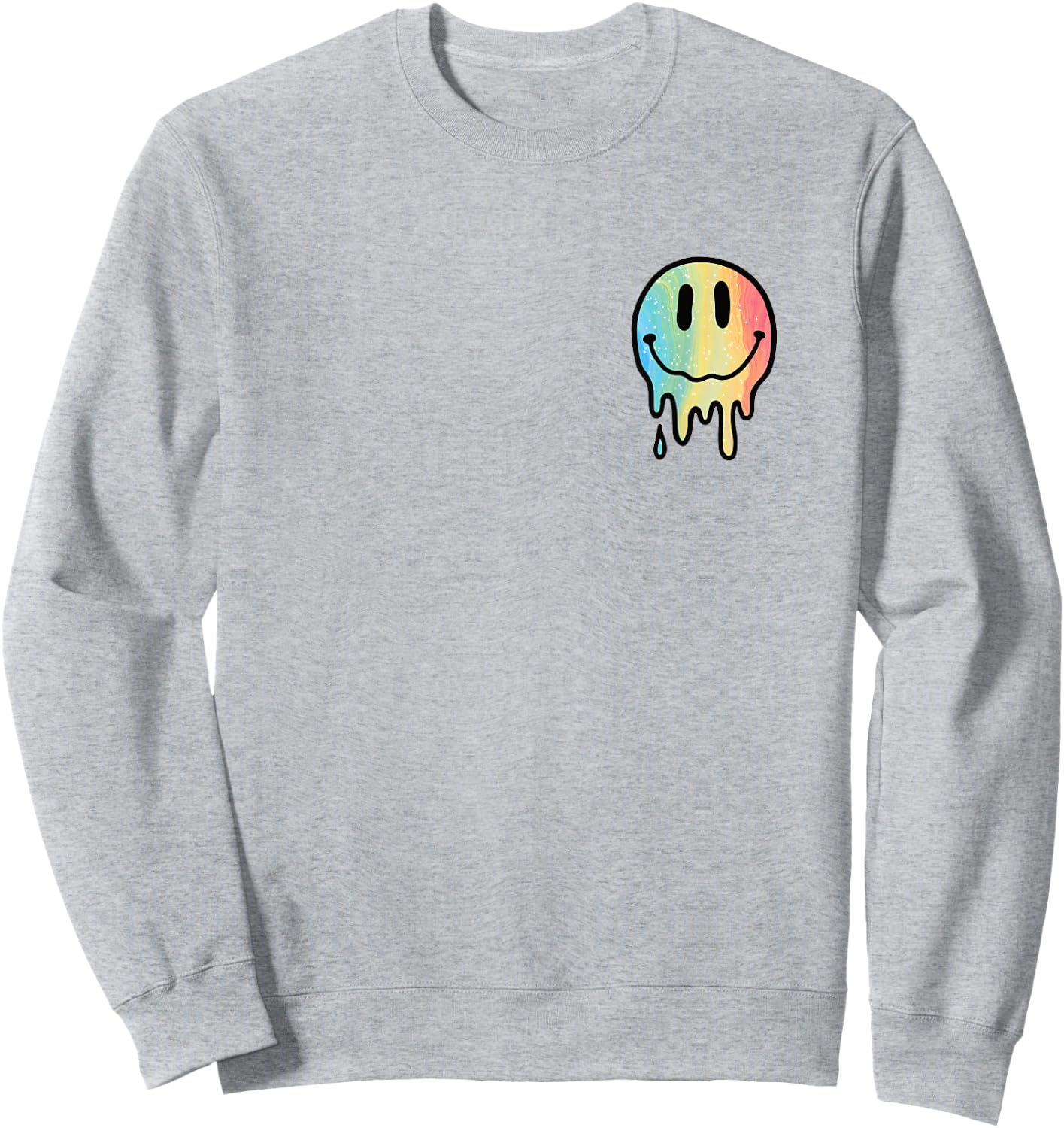 Melted Dripping Happy Face Rainbow Melting Smile Face Kids Sweatshirt - Sweatshirt | Ash