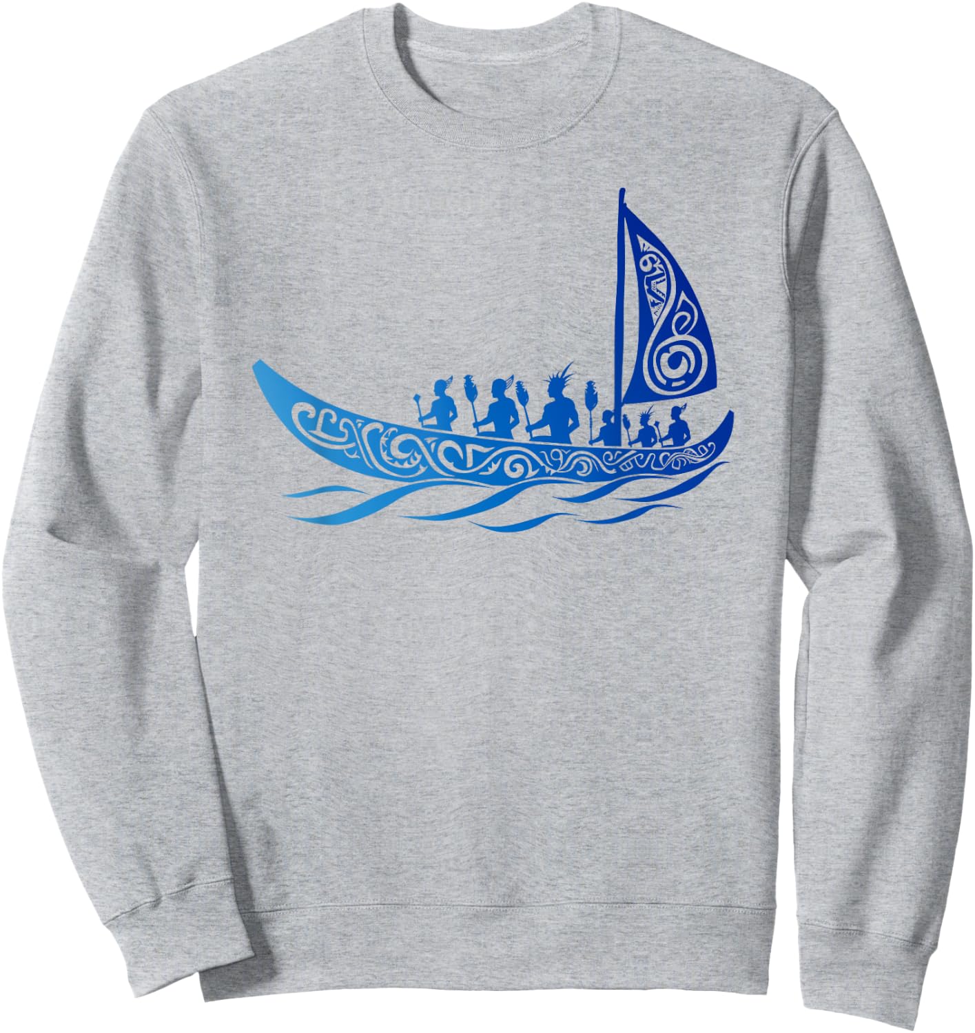 Tribal Hawaiian Outrigger Canoe Shirt - Hawaiian Tribal Sweatshirt - Sweatshirt | Ash