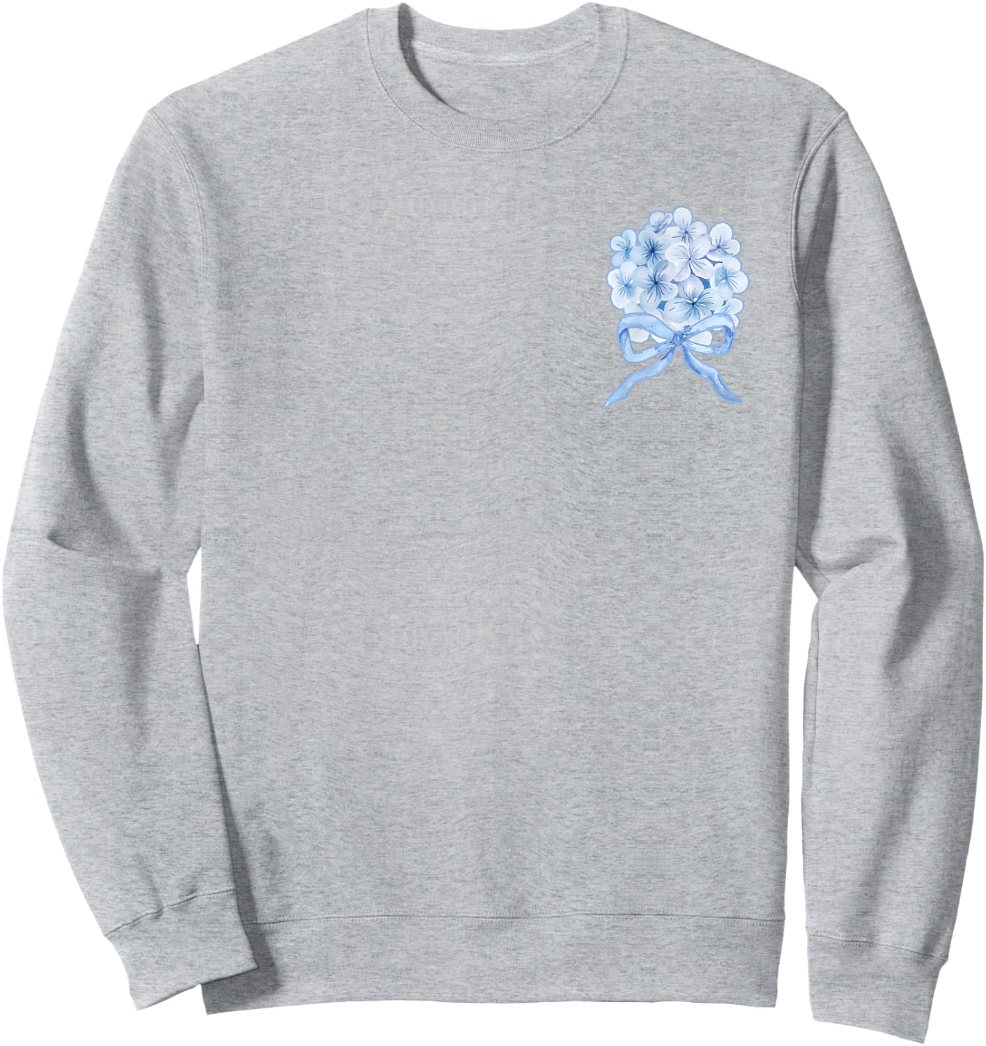 Grandmillennial Blue Hydrangea Bow Sweatshirt - Sweatshirt | Ash