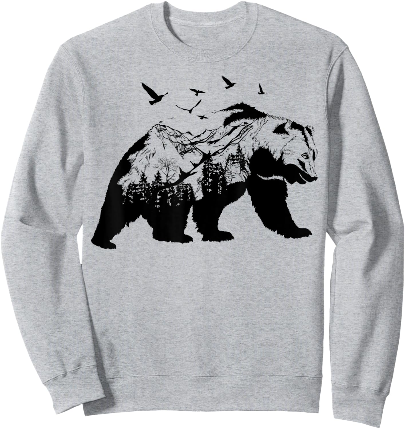 Bear Nature Outdoor Mountains Forest Trees Bear Wildlife Sweatshirt - Sweatshirt | Ash