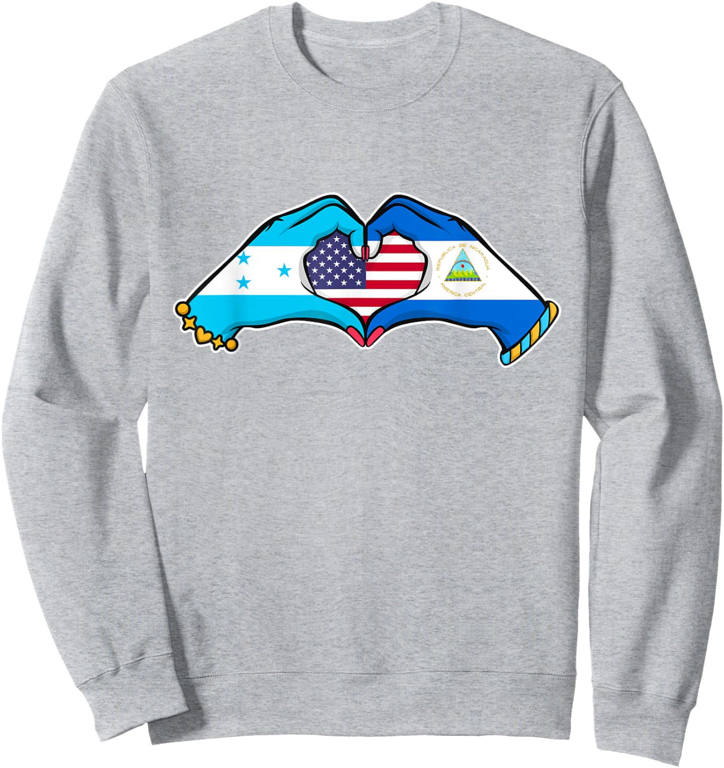 Heart hands Nicaragua, Honduras and the USA Sweatshirt - Sweatshirt | Ash