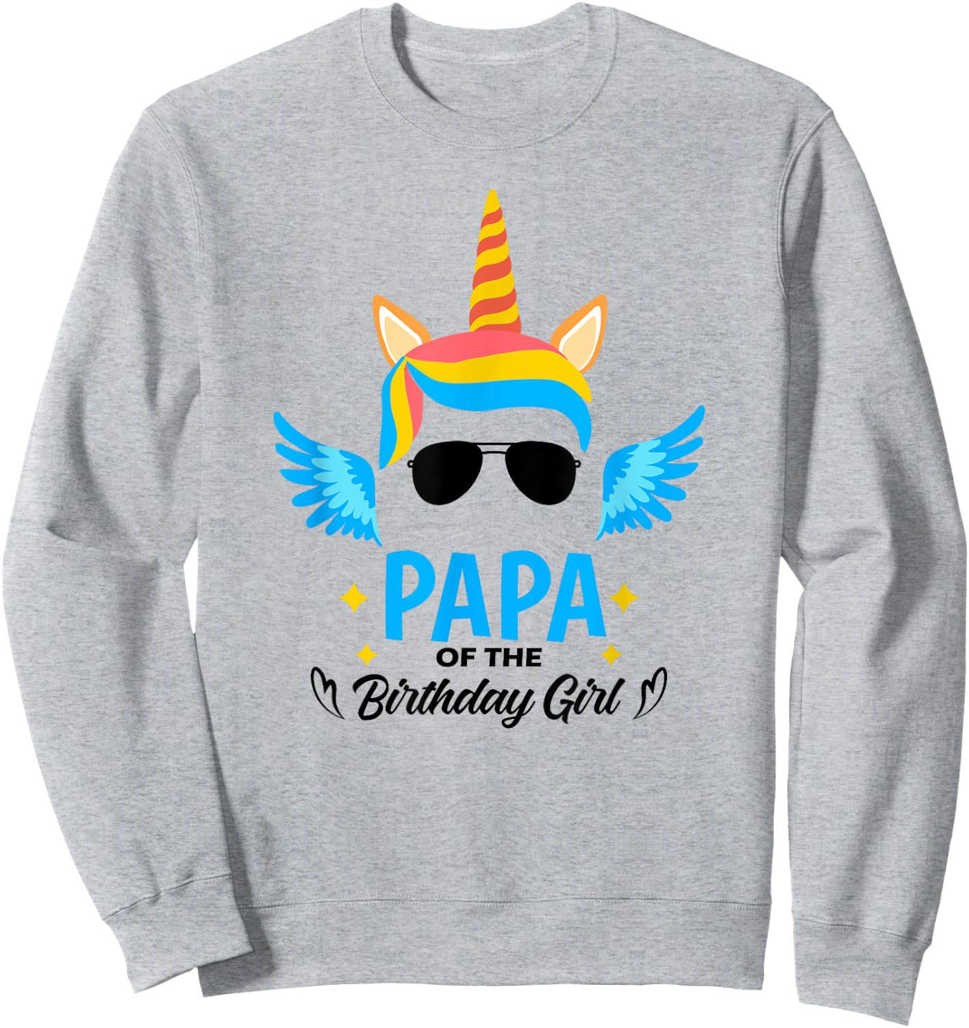 Papa of The Birthday for Girl Father Unicorn First Birthday Sweatshirt - Sweatshirt | Ash