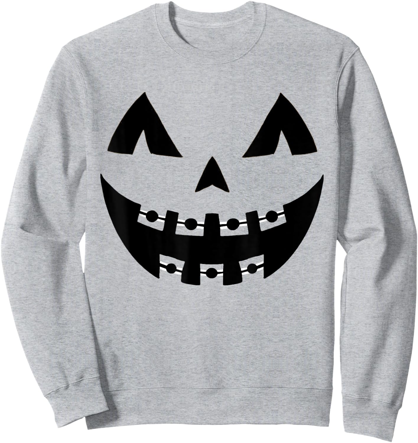 Halloween Jack O Lantern Face Pumpkin Braces Orthodontics Sweatshirt - Sweatshirt | Ash