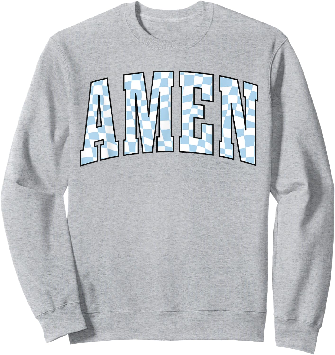 Amen Religious Checkerboard Christian Bible Verse Jesus Sweatshirt - Sweatshirt | Ash