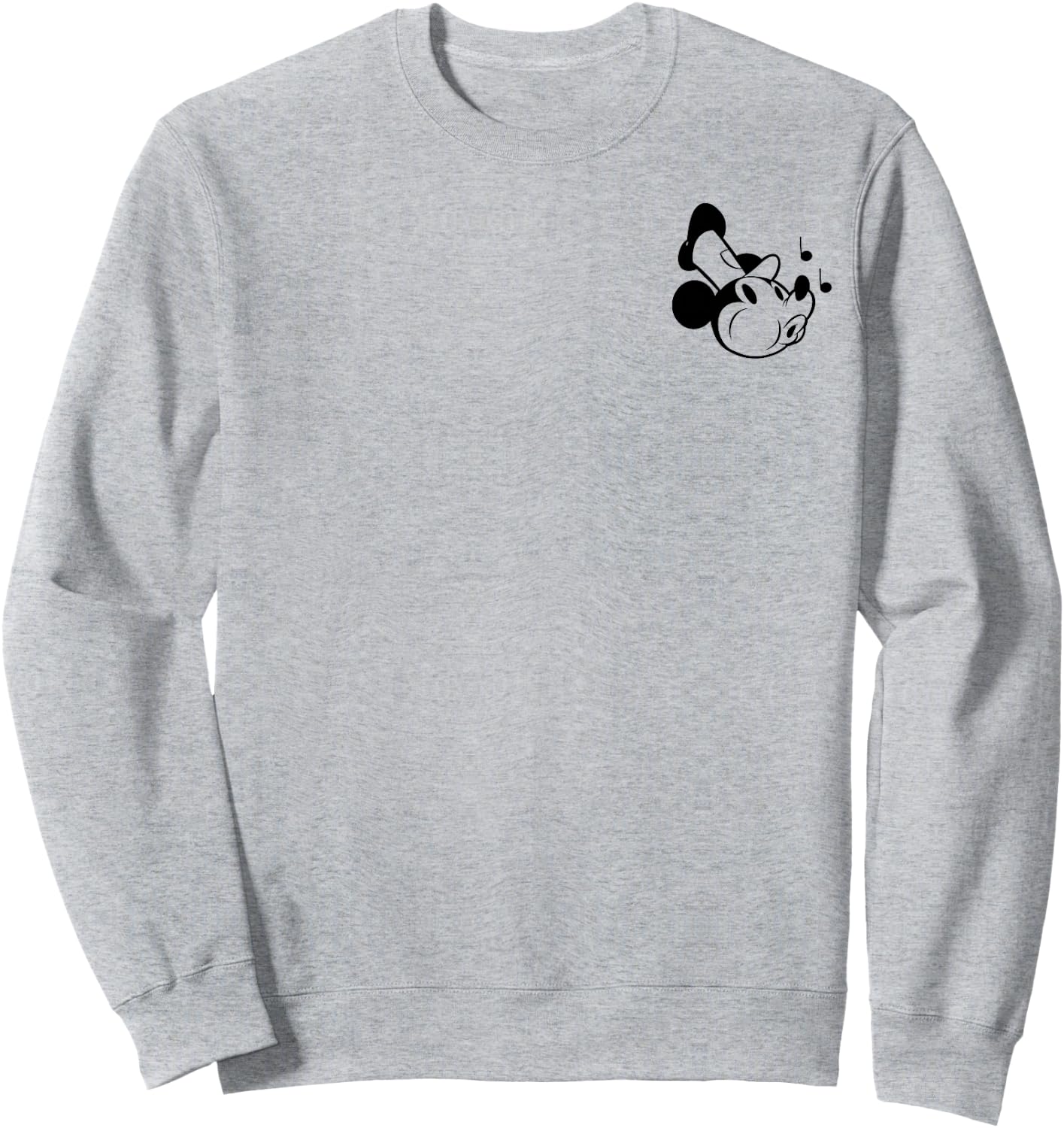 Disney Steamboat Willie Retro Mickey Small Chest Pocket Logo Sweatshirt - Sweatshirt | Ash