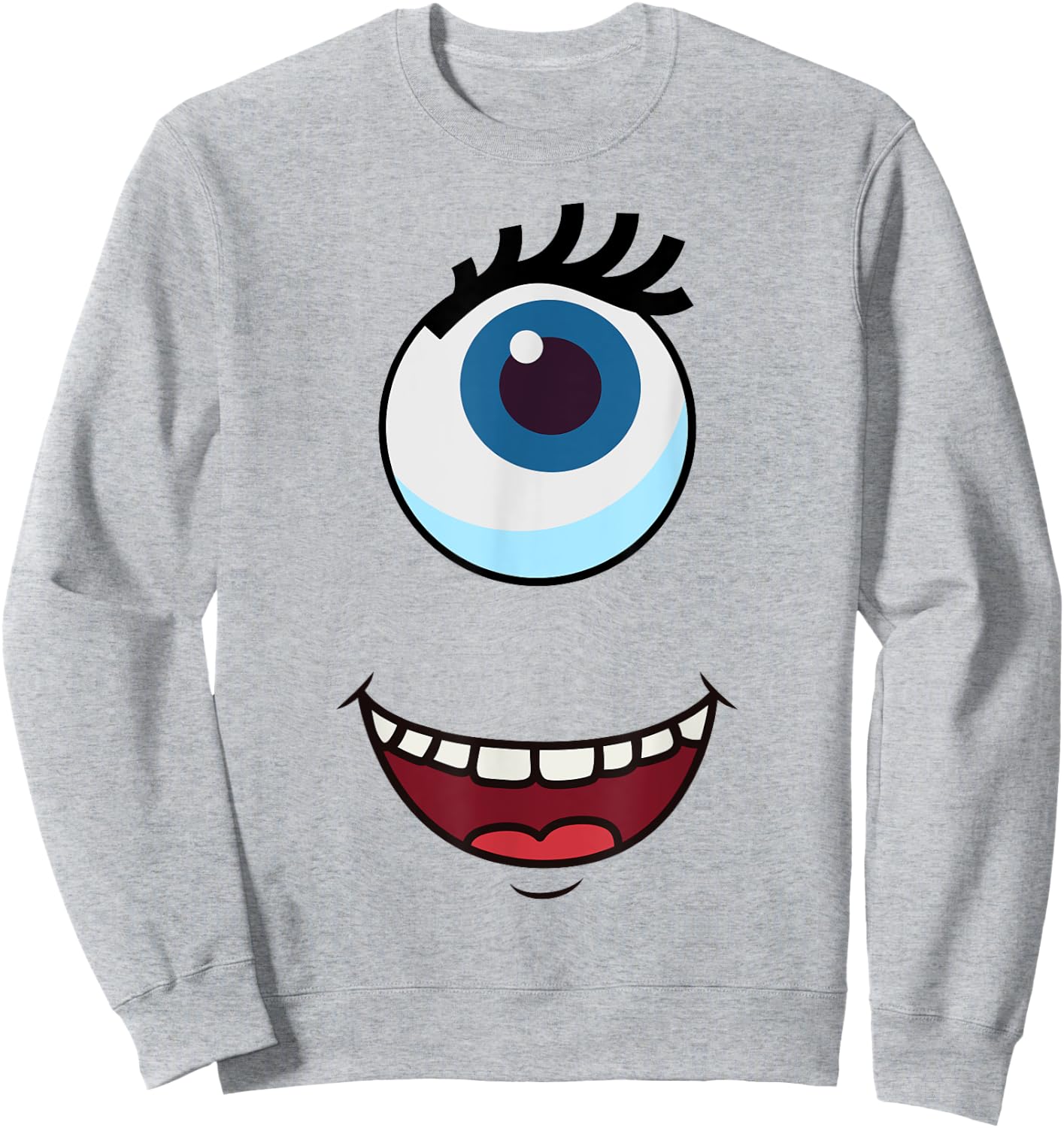 Cute One-Eyed Monster Face Easy Halloween Costume Sweatshirt - Sweatshirt | Ash