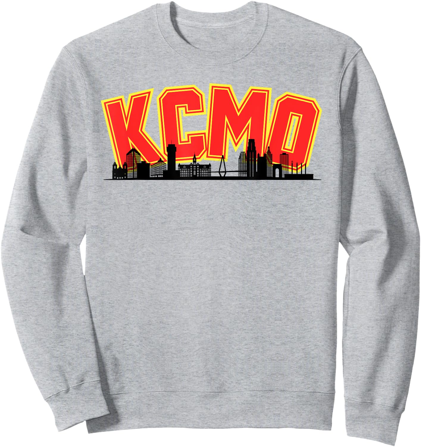 Kansas City Skyline Red Yellow KCMO Kingdom City Sky Design Sweatshirt - Sweatshirt | Ash
