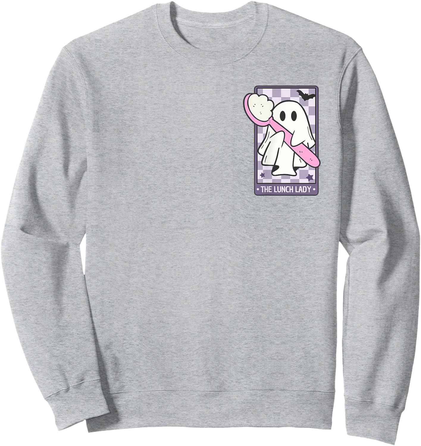 The Lunch Lady Tarot Card Spooky Ghost Halloween Cafeteria Sweatshirt - Sweatshirt | Ash