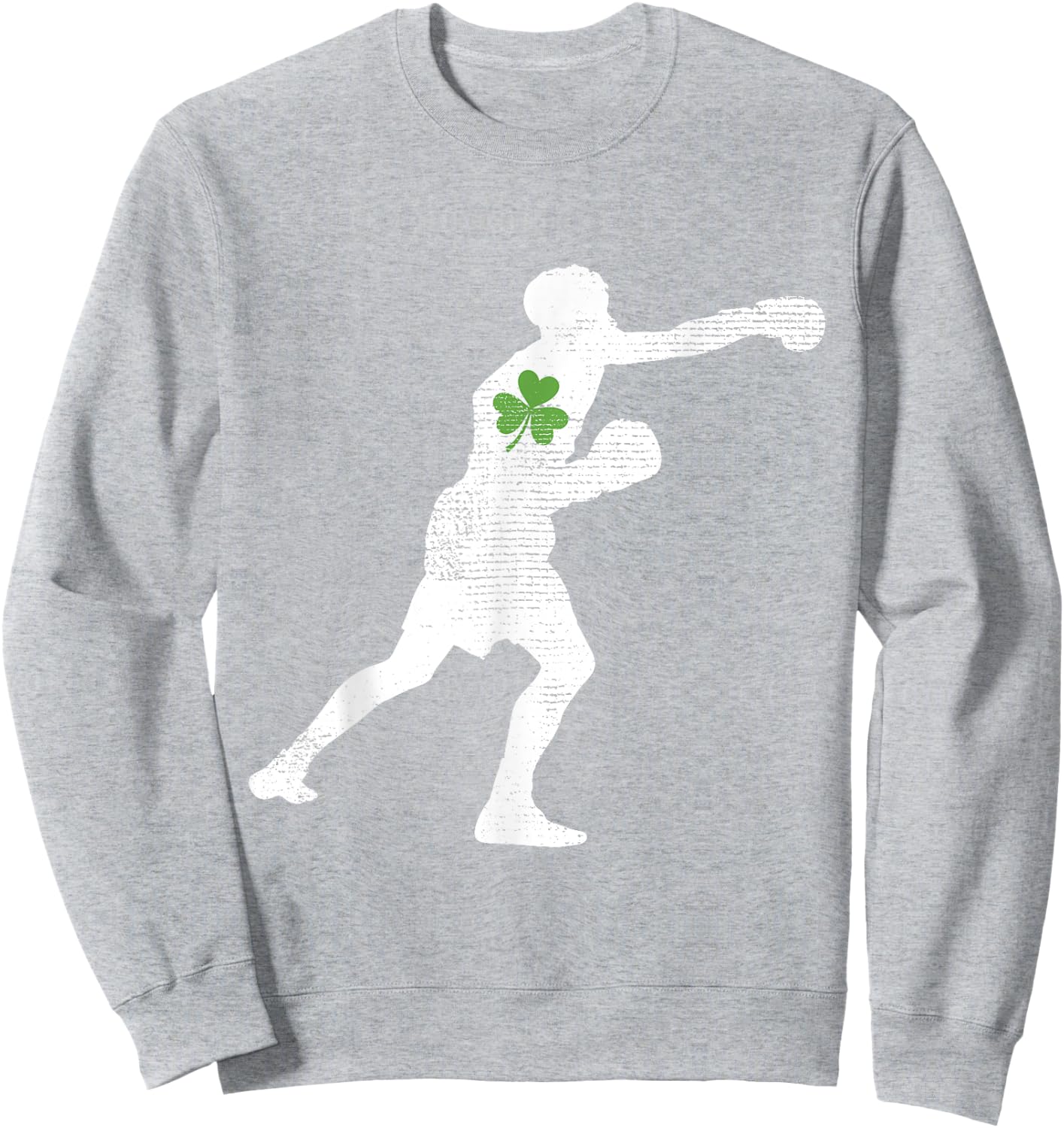 Boxing Lovers Green Shamrock Leaf St Patricks Day Sweatshirt - Sweatshirt | Ash
