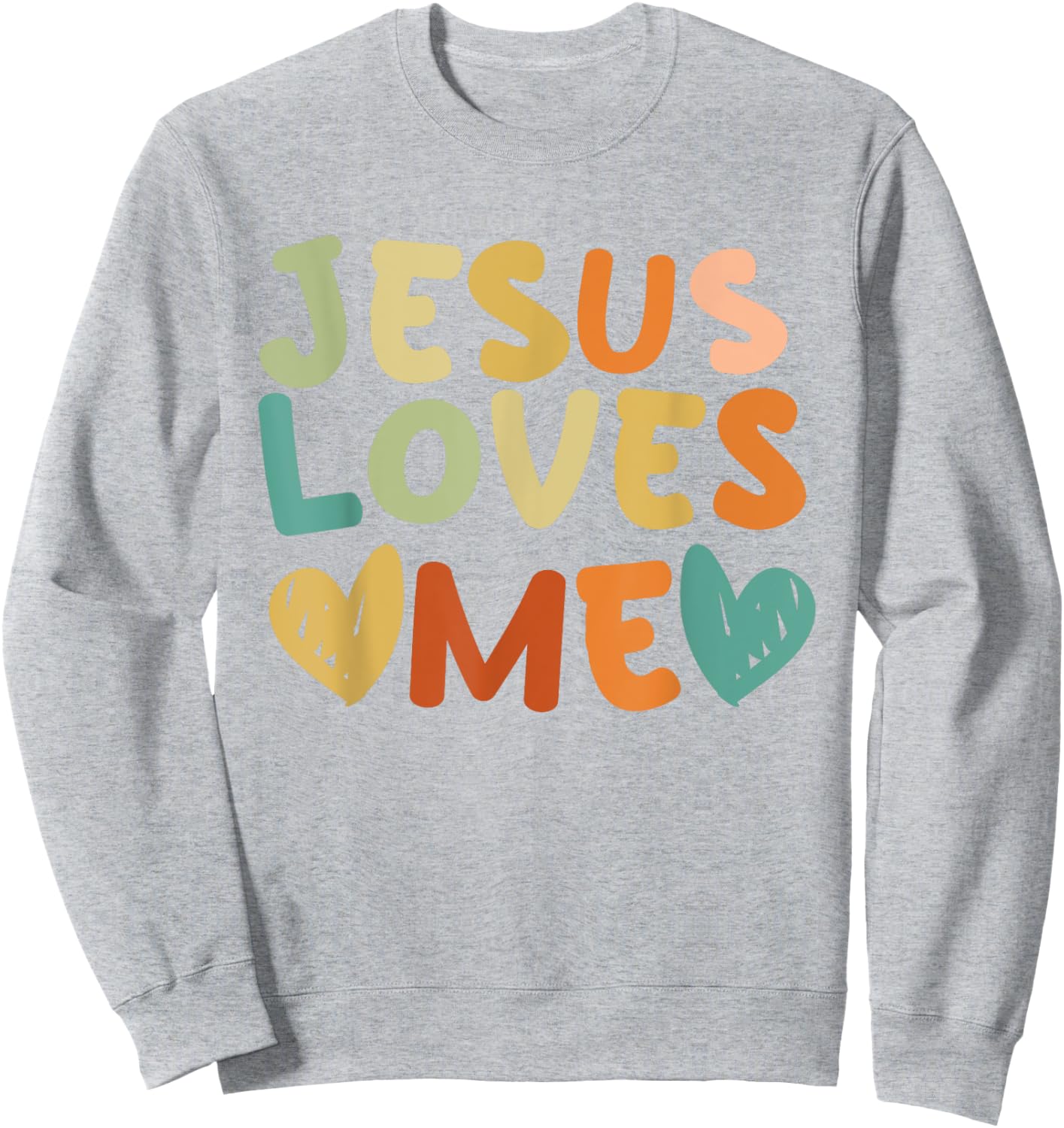 Groovy Jesus Loves Me Biblical Christian Church Retro Sweatshirt - Sweatshirt | Ash