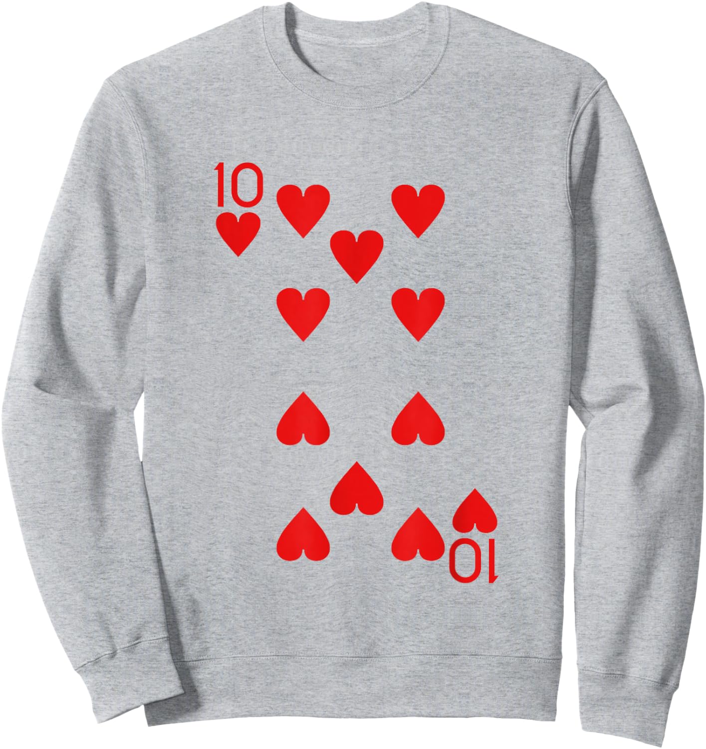 Ten of Hearts Royal Flush Costume Halloween Playing Cards Sweatshirt - Sweatshirt | Ash