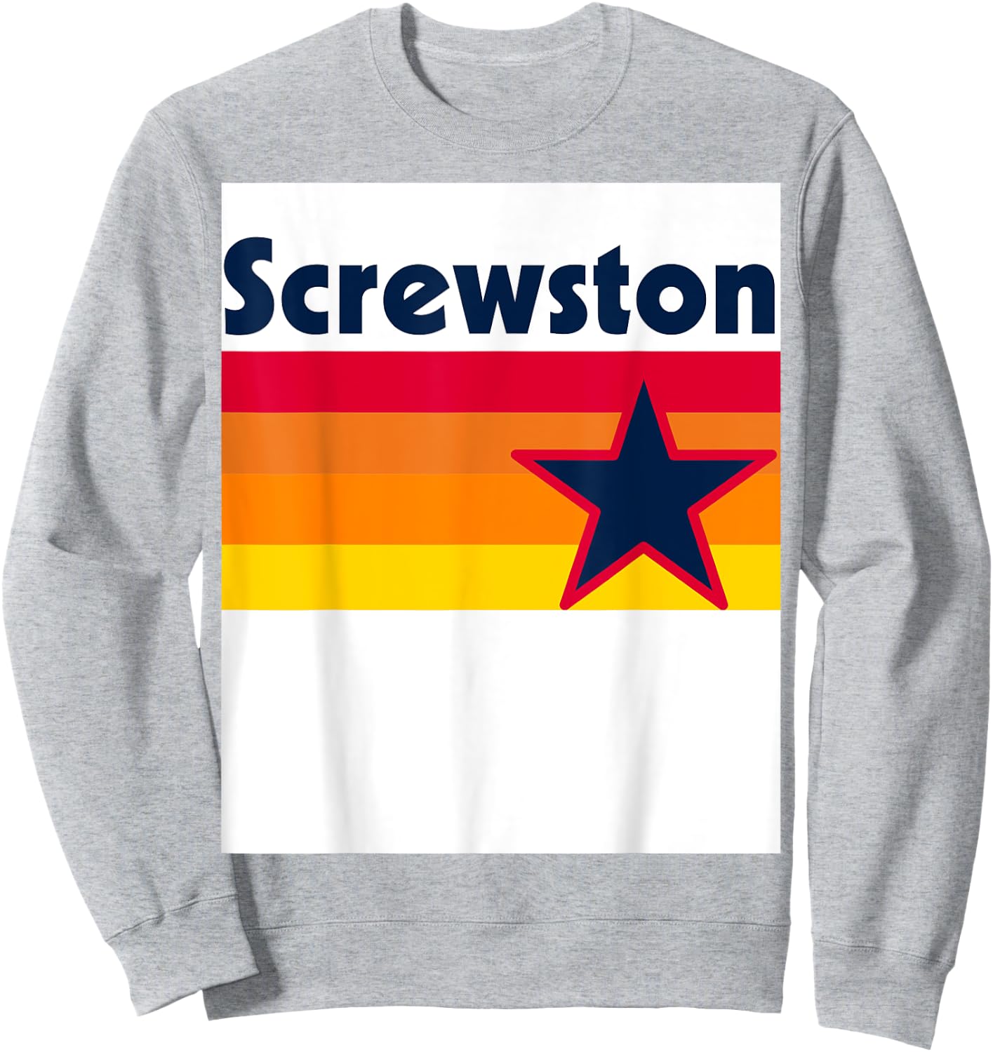 Screwston Texas H-town Houston Retro White Sweatshirt - Sweatshirt | Ash