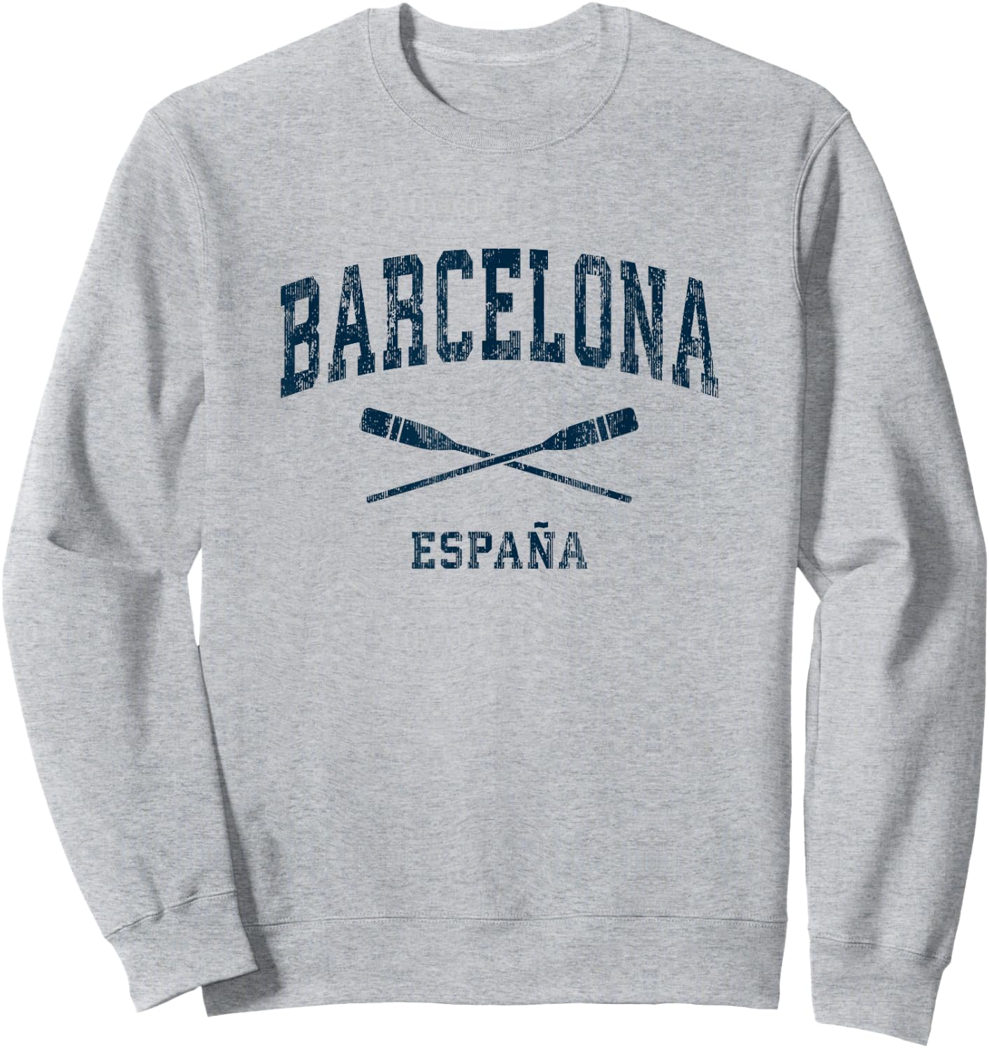 Barcelona Spain Vintage Nautical Paddles Sports Oars Sweatshirt - Sweatshirt | Ash