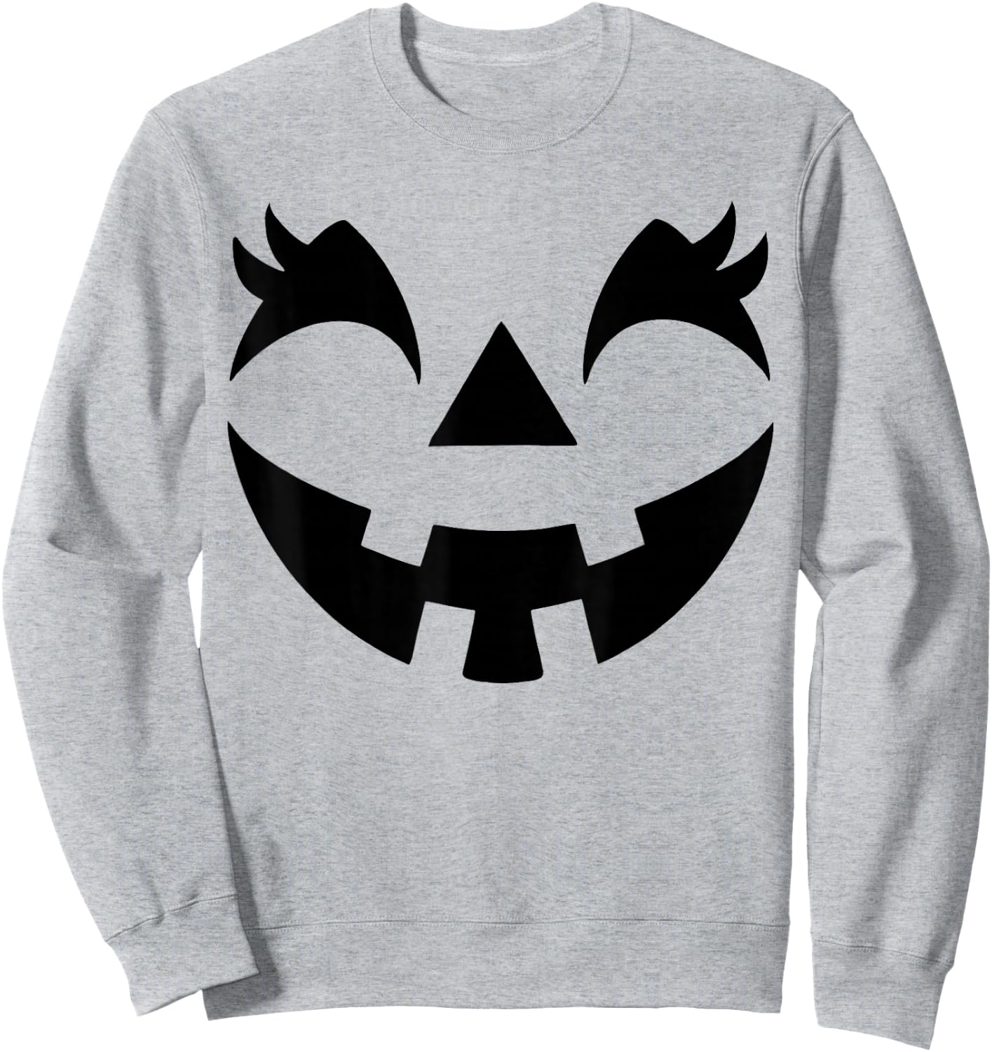 Jack O Lantern Face Pumpkin Eyelashes Hallowen Costume Funny Sweatshirt - Sweatshirt | Ash